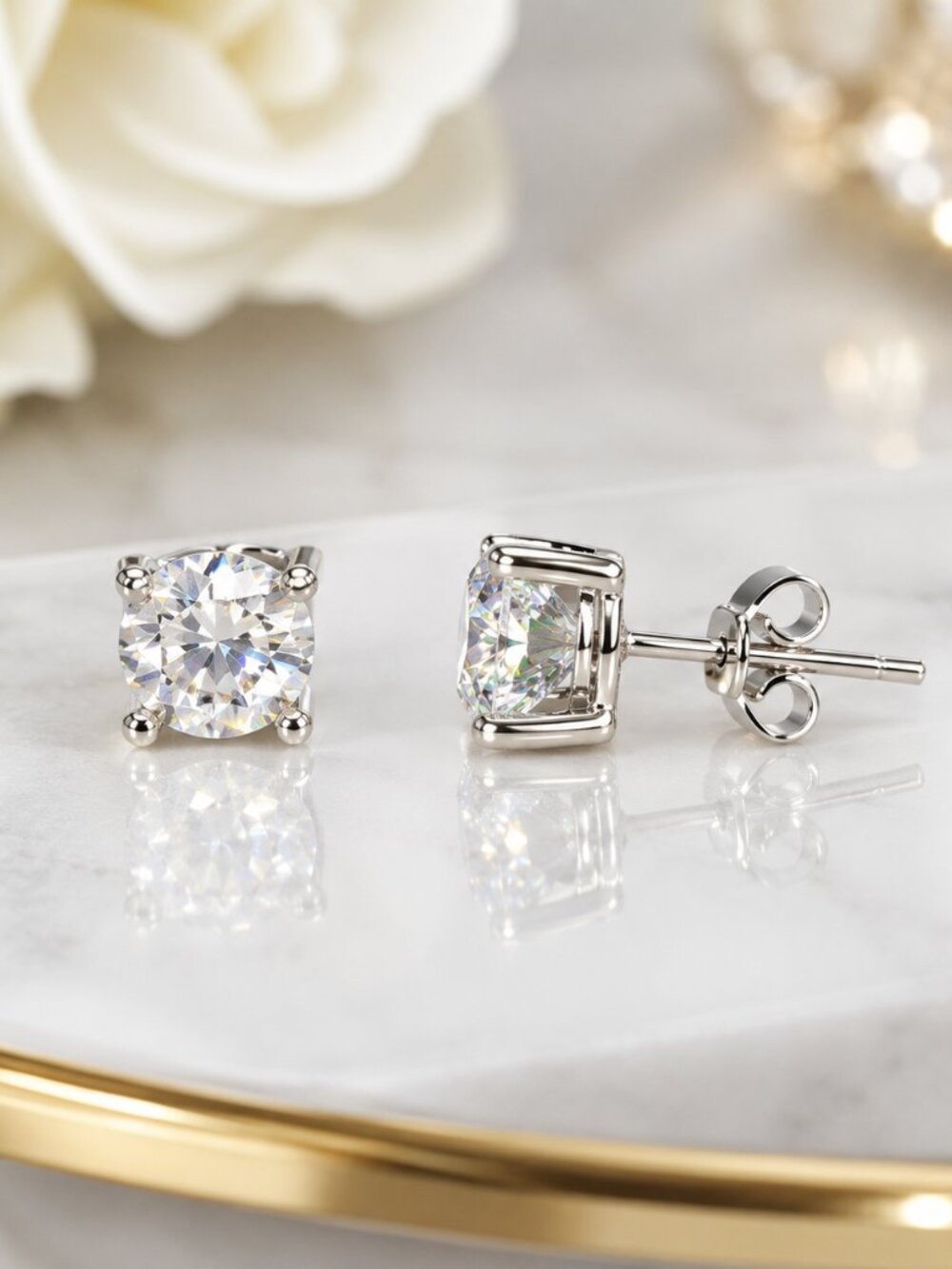 moissanite stud earrings 925 Sterling Silver GRA Certified 6.5mm 1.0ct